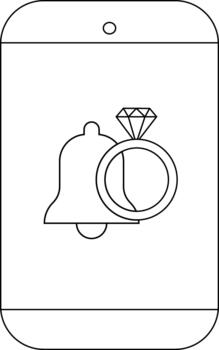 A phone displaying a notification with a ring and bell icon vector