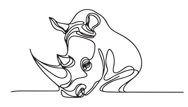 continuous line drawing of rhino isolated on white background vector