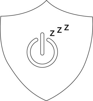 Shield containing a power symbol and ZZZ suggests sleeping vector