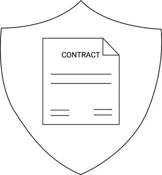 Contract paper with Contract on a shield vector