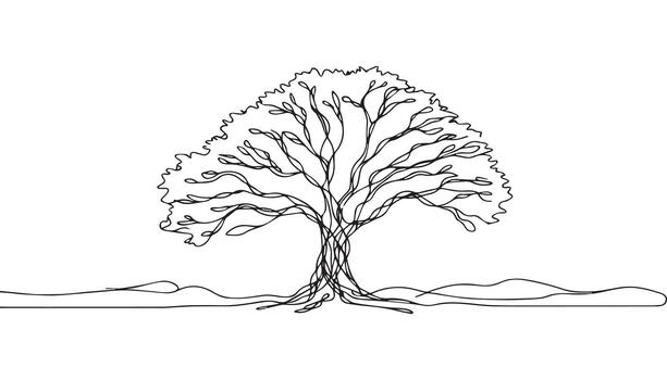 a tree with a single line drawing on it vector