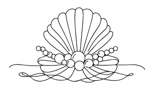 a drawing of a shell with a pearl in it vector