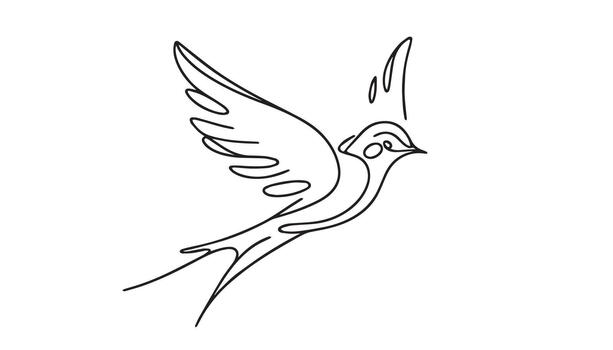 a continuous drawing of a Common swift bird flying in the air vector