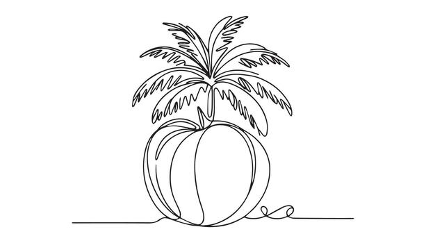 continuo línea dibujo de un palma árbol en un maceta vector