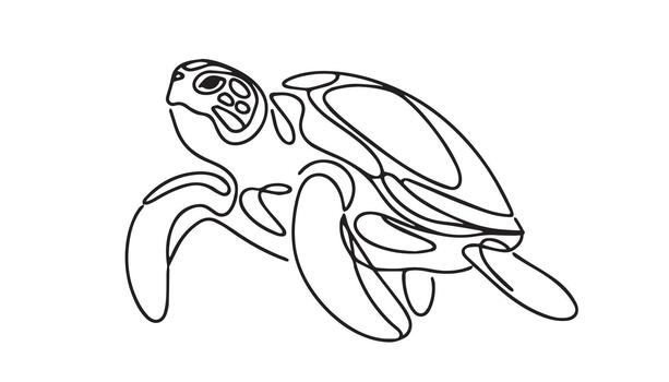 continuous turtle is shown in a line drawing vector