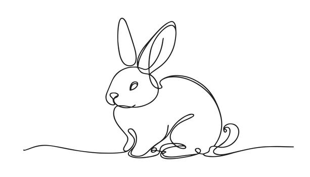 continuous line art of a rabbit sitting down vector