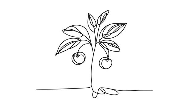 continuo línea dibujo de un árbol con dos aceitunas vector