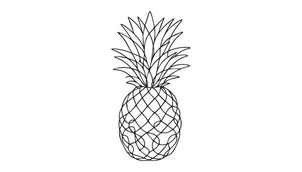 a pineapple is drawn in a continuous line drawing vector