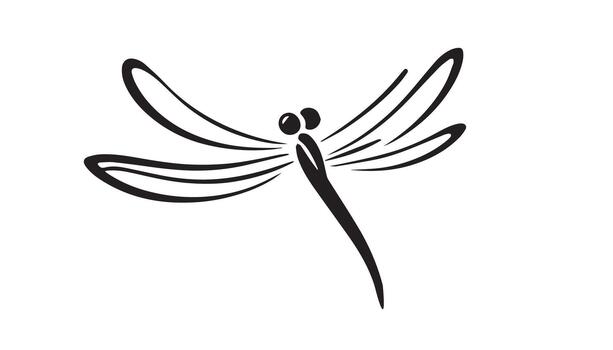 a continuous drawing of a dragonfly vector