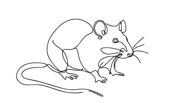 a rat is drawn in one continuous line vector