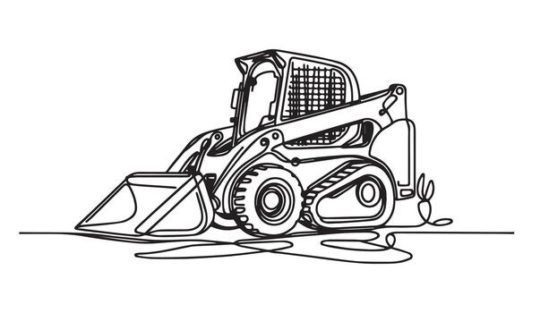 a continuous drawing of a skid steer loader vector