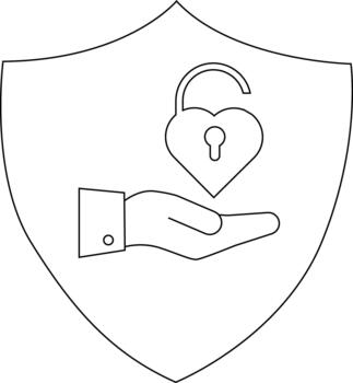 resumido emblema proteger con mano presentación un desbloqueado en forma de corazon bloquear vector
