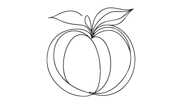 a continuous drawing of an apple with leaves vector