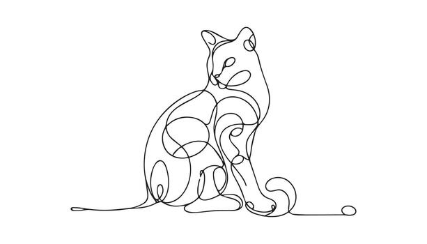 a continuous line art drawing of a cat vector