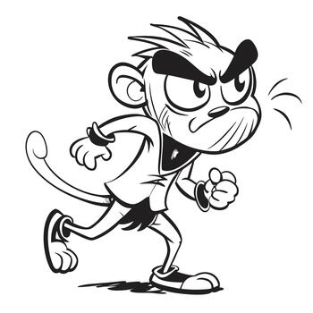 cartoon monkey running with angry expression vector