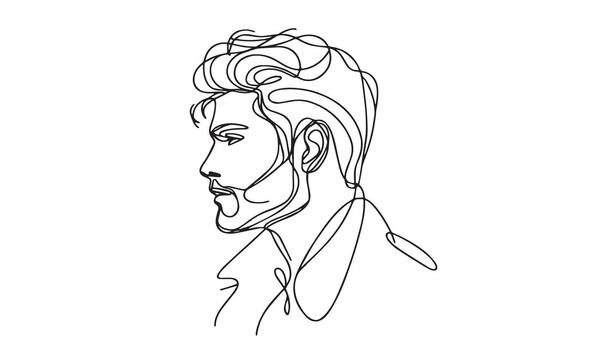 continuous line drawing of a man with a beard vector