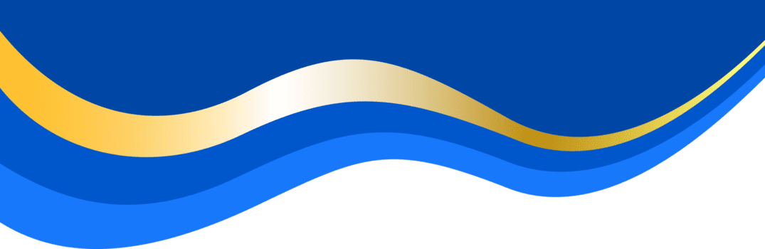 confine forma per bandiera design. blu intestazione sezione con d'oro linea. astratto parte inferiore per ragnatela pagina. curvo divisore per modello. orizzontale ondulato separatore. png