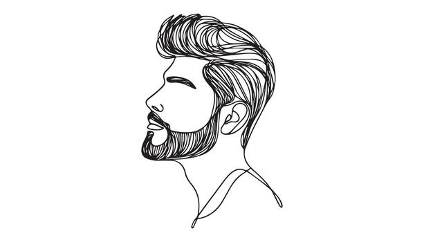 un hombre con un barba y un Bigote en un línea dibujo vector
