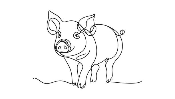 continuous line drawing of a pig vector