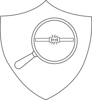 un proteger con un aumentador vaso enfoque en un roto conexión vector