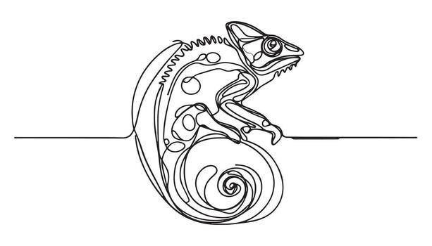 a chameleon is sitting on a branch with a line drawing vector