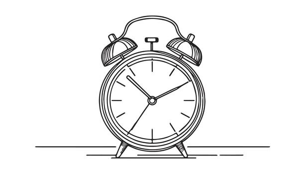continuous line art alarm clock is shown in a line drawing vector