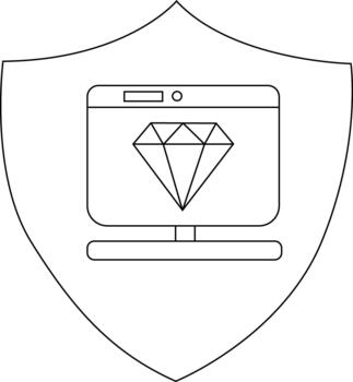 A diamond on a computer screen within a shieldshaped emblem vector
