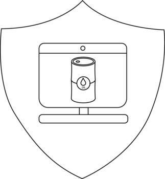 un proteger contiene un computadora monitor mostrando un petróleo tambor simbólico de energía o recurso proteccion vector