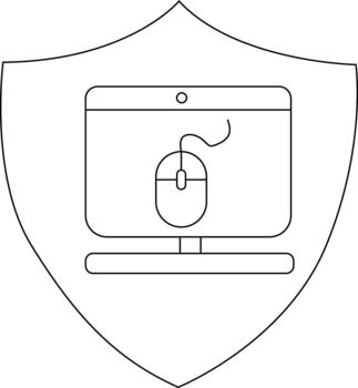 un proteger contiene un resumido escritorio computadora con un ratón en sus pantalla vector