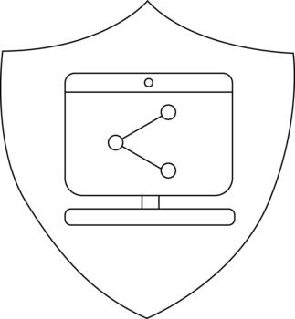 un blanco proteger con un computadora monitor ese muestra un circular red vector