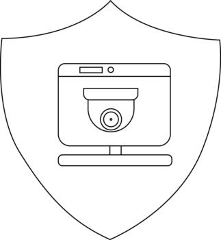 seguridad proteger muestra un monitor con vigilancia cámara vector