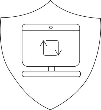proteger con un computadora monitor flechas en el pantalla demostración un proteccion concepto vector