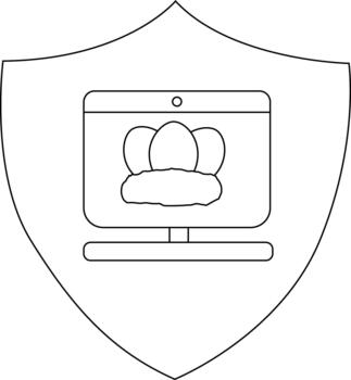 proteger con un computadora mostrando huevos en un nido vector