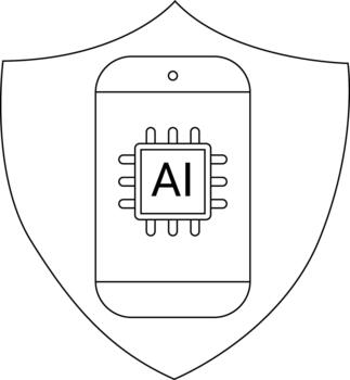 un teléfono inteligente mostrando ai dentro un chip en capas terminado un proteger vector