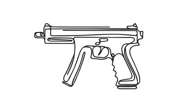 a gun drawn in a line on a white background vector