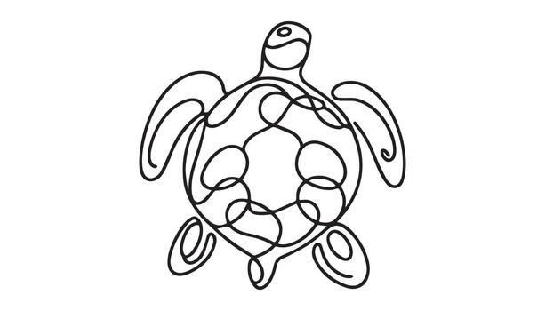 a continuous turtle is drawn in a line drawing vector