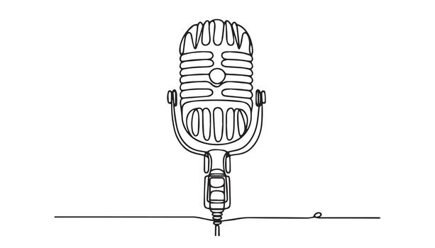 a drawing of a microphone with a line drawn around it vector