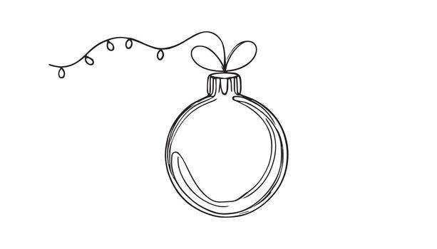 a line art of a christmas ornament hanging from a string vector