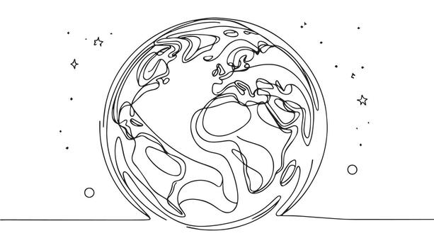 a drawing of a planet with a star in the middle vector