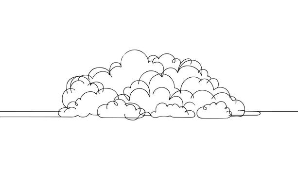 continuous line drawing of a cloud with many different shapes vector