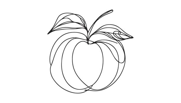 continuous line art of an apple vector