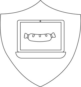 un ordenador portátil con un salchicha en sus pantalla conjunto en contra un proteger fondo vector