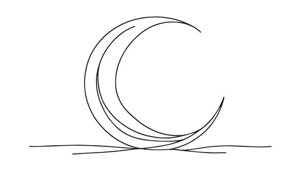 a drawing of a crescent moon with a line drawn around it vector