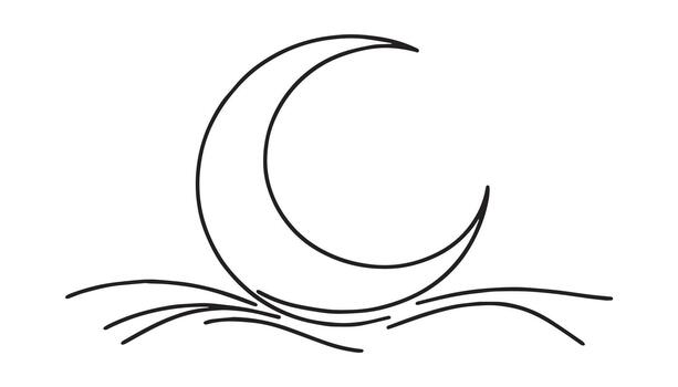 a crescent moon with waves on it vector