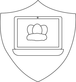 contorno imagen ordenador portátil mostrando huevos en un nido todas dentro un proteger forma vector