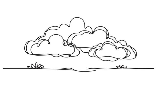continuous line drawing of clouds in the sky vector