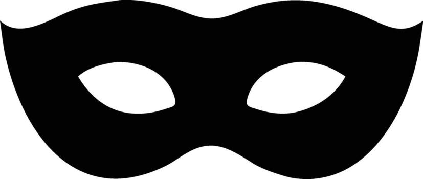 A simple black masquerade mask with two eye holes is prominently displayed high quality vector