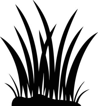 A stark black silhouette depicting a small patch of grass simple and elegant. vector