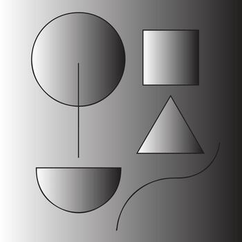 Abstract geometric shapes with gradient shading on a grayscale background vector