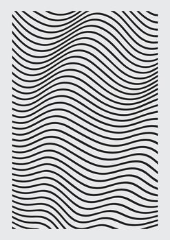 Abstract black and white wavy lines creating a mesmerizing optical illusion of flowing movement and depth vector